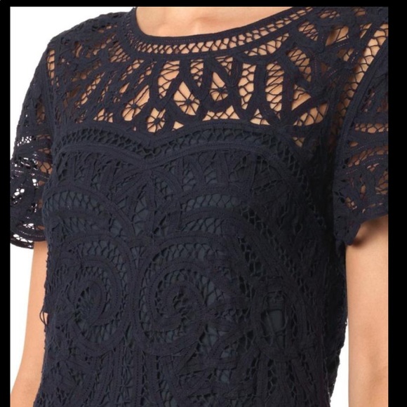 Sea New York Battenburg Navy Blue Lace Dress XS 2 - Picture 3 of 7